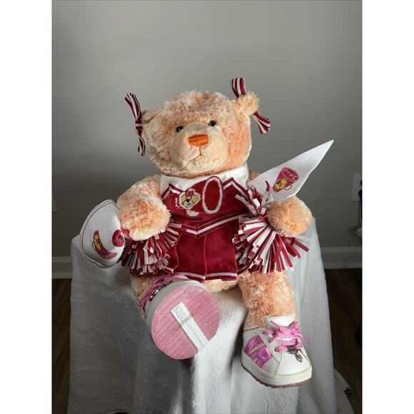 BAB Vintage Build-A-Bear Workshop Cheerleader‎ Bear with pom-poms and Skechers